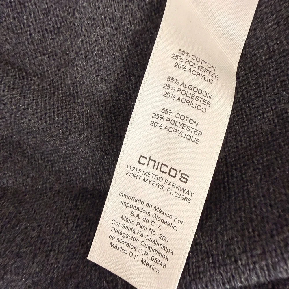 Chico's Cardigan Womens 2/Large Pre-Owned Cardigan Gray Rhinestone Embellished